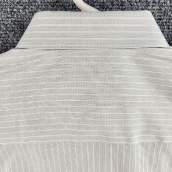 Ermenegildo Zegna Size 16 Striped Gray Long Sleeve Button Up Shirt Woven Cotton - Picture 16 of 16